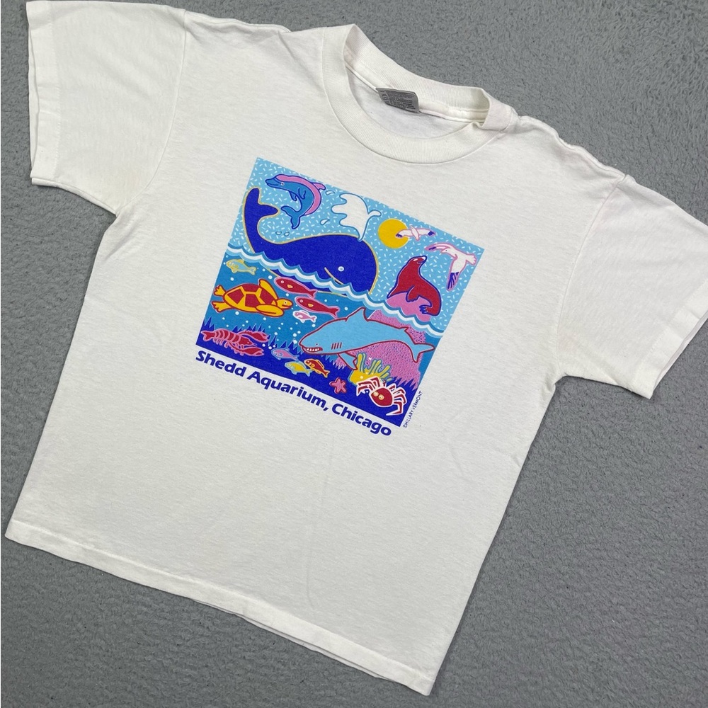 Kids Vintage 90s Shedd‎ Aquarium Chicago animal T-shirt